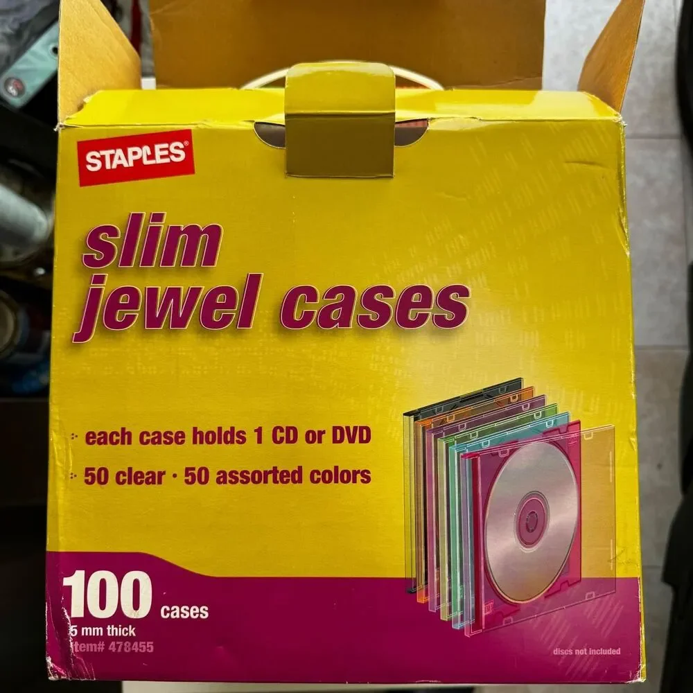 Staples Slim Jewel Cases(50)+ Staples 50 Slim CD jewel Cases & 50+ Blank CD Disc